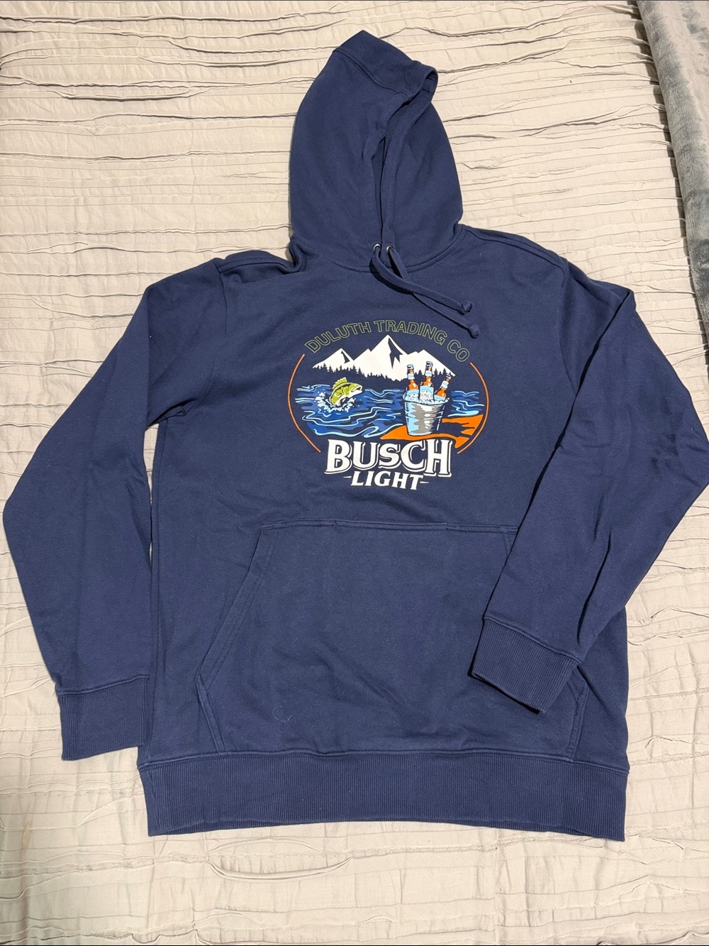 Duluth Trading Co Navy Busch Light Graphic Hoodie